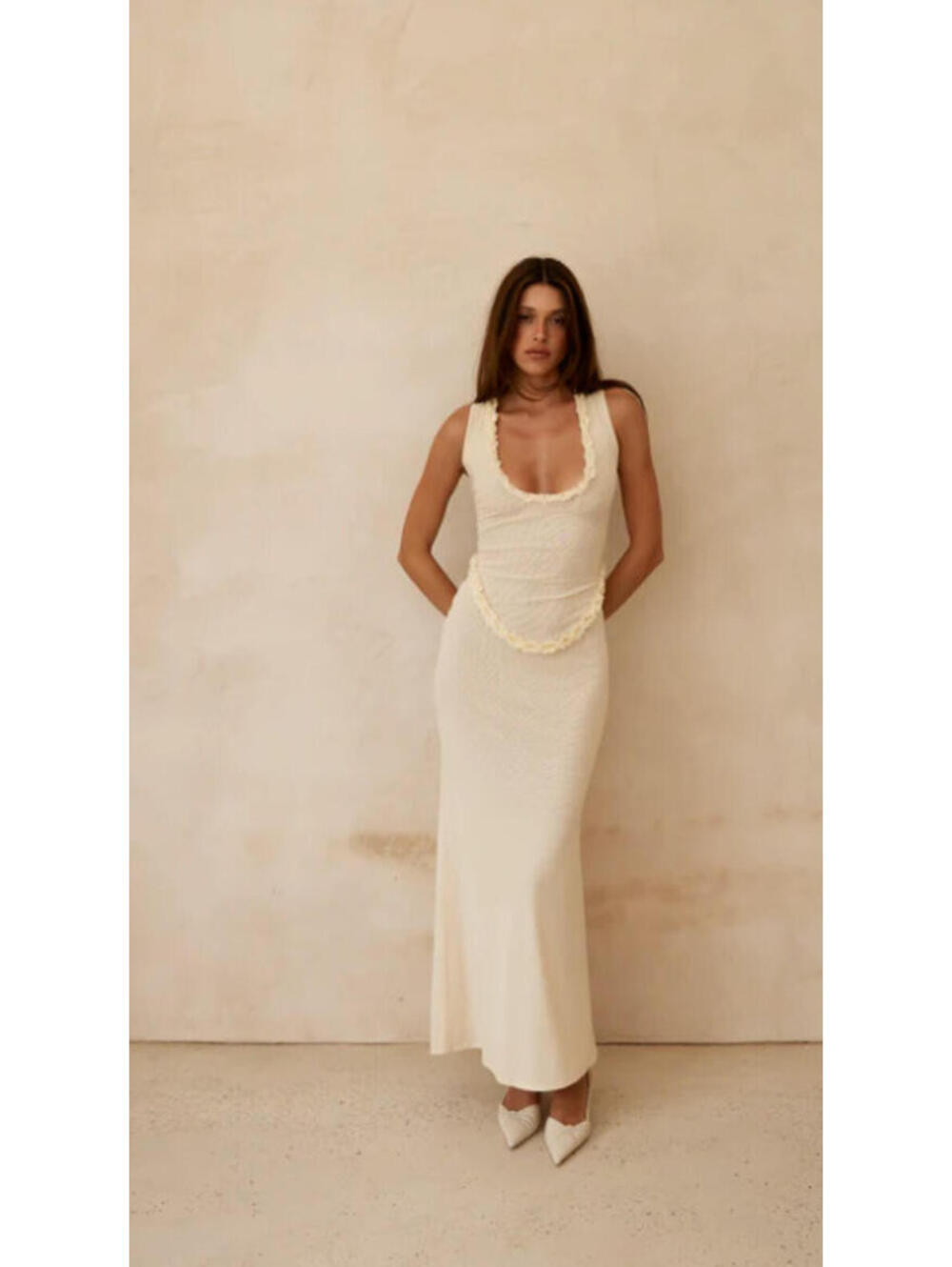 Amelie Teje Miro Maxi Dress butter ruffle details size S NWT $335msrp